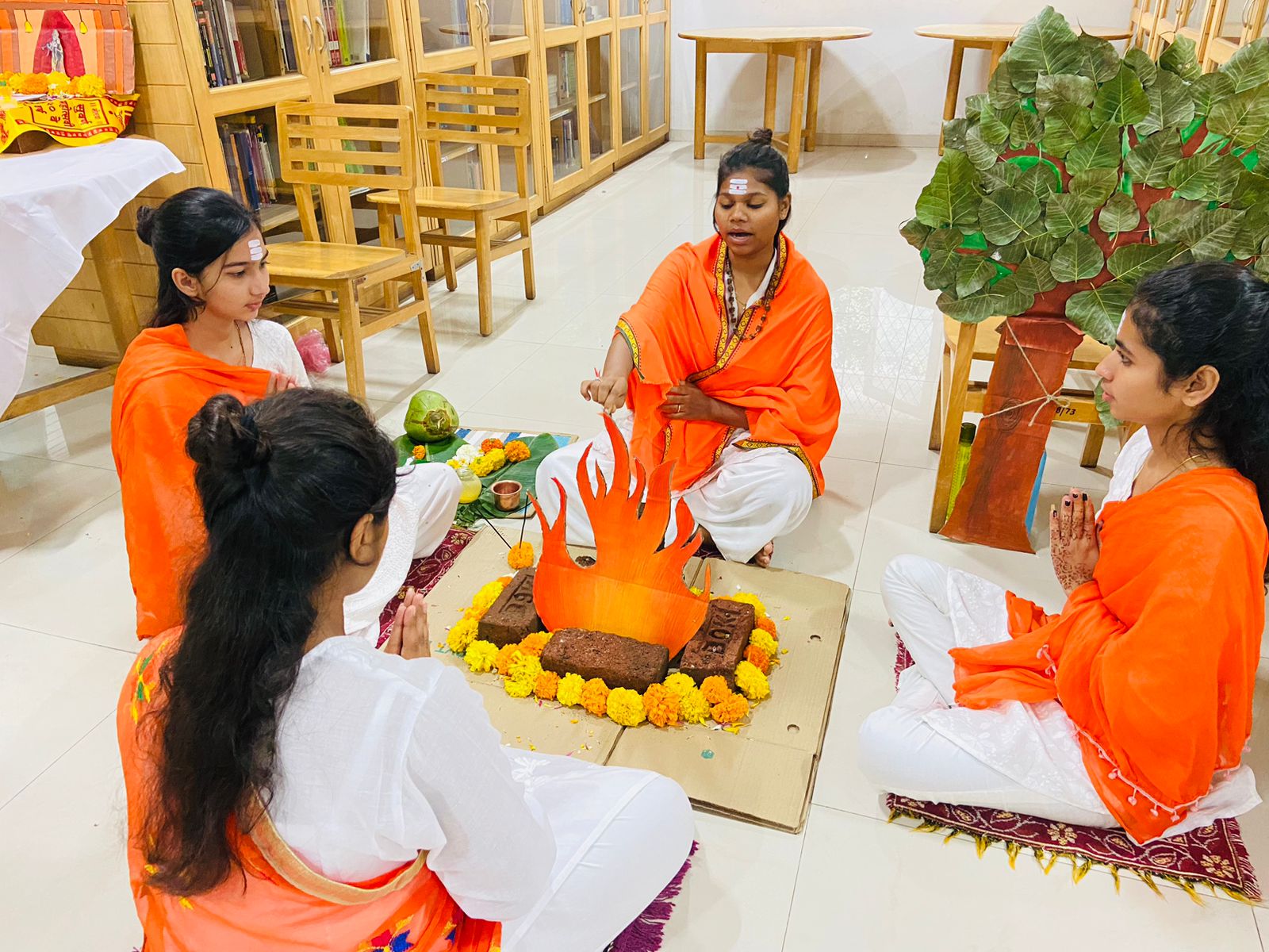 Students Displaying Yajna.